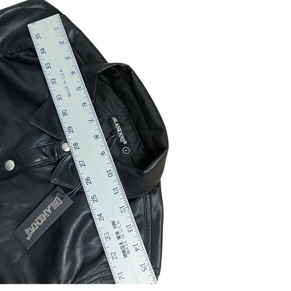 BLANK NYC Dress Womens L Black Mini Shirt Snap Button Vegan Leather Fall Biker - Picture 7 of 16